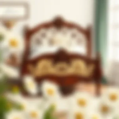 Elegant Vintage Twin Bed Vintage twin bed featuring intricate woodwork and floral accents