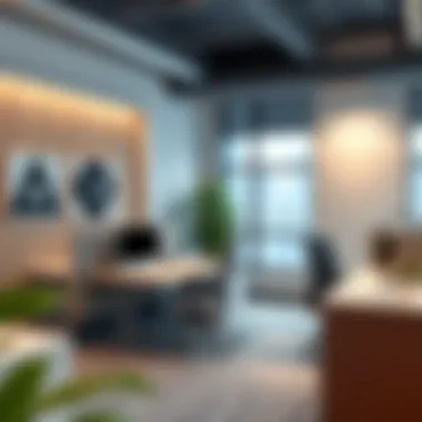 Modern office with customized desktop partition panels