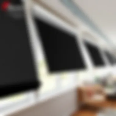 Sleek Integration of Blackout Blinds Close-up view of sleek blackout blinds elegantly integrated into a modern track system