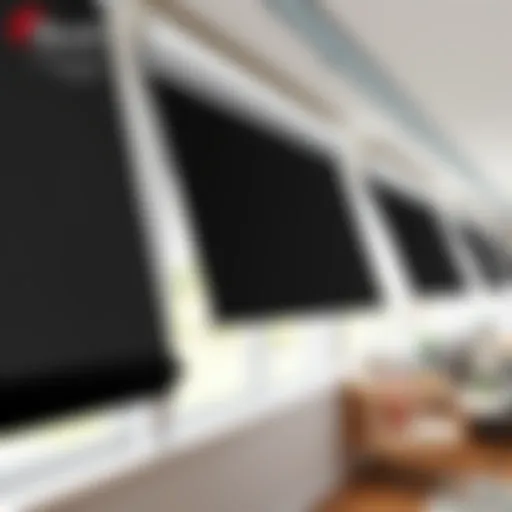 Sleek Integration of Blackout Blinds Close-up view of sleek blackout blinds elegantly integrated into a modern track system