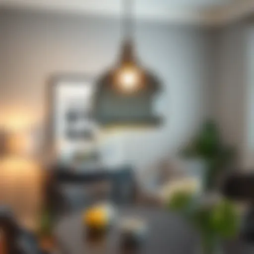 Elegant Gray Glass Pendant Light in Dining Room Elegant gray glass pendant light illuminating a modern dining space