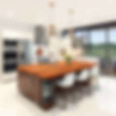 Modern Kitchen with Exotic Wood Countertop A beautifully designed kitchen featuring an exotic wood countertop that complements modern appliances.