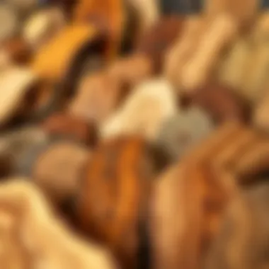Diversity of Exotic Wood Samples An array of various exotic wood samples displayed for comparison, highlighting diversity in textures and colors.