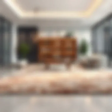 Stylish design of an extra large rug in a contemporary setting