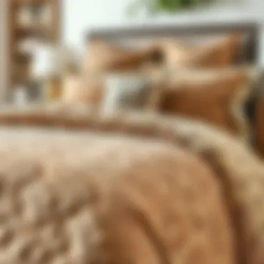 Textured fall comforter set showcasing intricate patterns and details