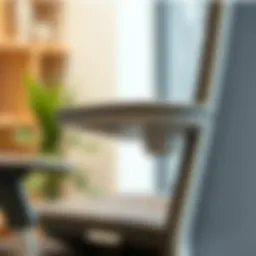 Close-up view of adjustable armrest functionality