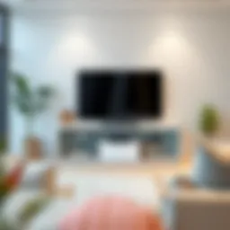 Elegant glass front TV stand in modern living room