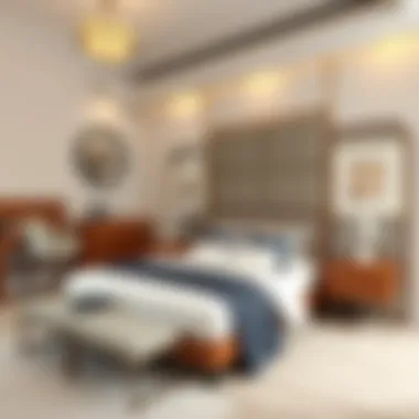 Luxurious bedroom showcasing a well-coordinated furniture set