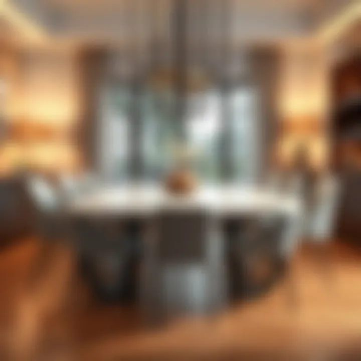 Marble Dining Table in a Warm and Inviting Atmosphere Marble dining table in a cozy dining area with ambient lighting