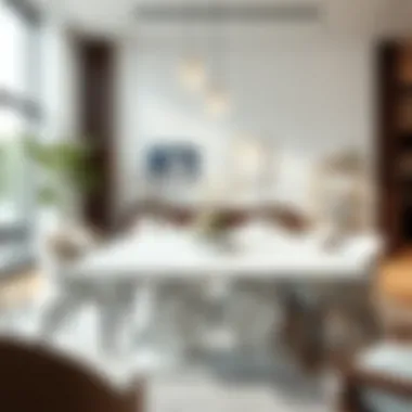 An Elegant Marble Dining Table in a Contemporary Setting Elegant marble dining table set in a modern home environment