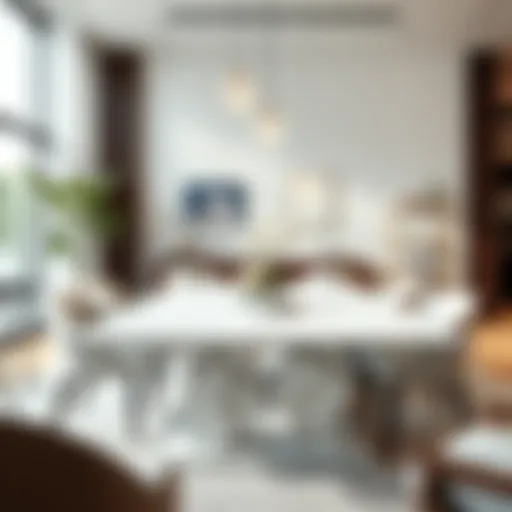 An Elegant Marble Dining Table in a Contemporary Setting Elegant marble dining table set in a modern home environment