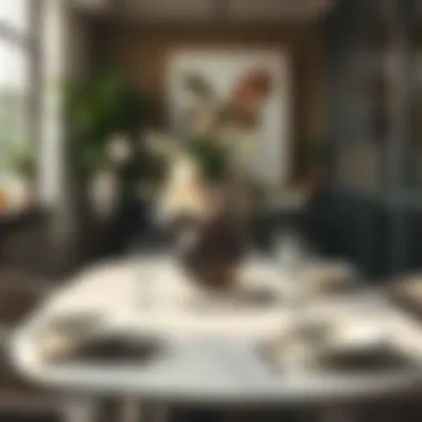 A Stylish Marble Table with Decorative Settings Stylish marble dining table complemented by decorative table settings