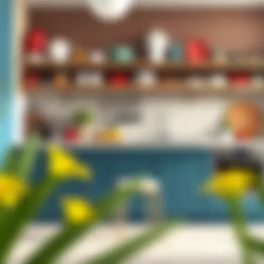 A variety of colorful kitchen storage solutions