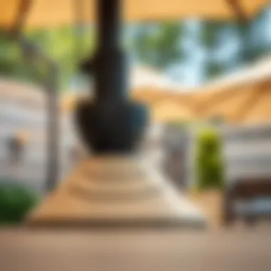 Stability and Safety of Robust Umbrella Base Close-up of a robust umbrella base ensuring stability and safety.