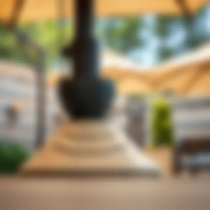 Stability and Safety of Robust Umbrella Base Close-up of a robust umbrella base ensuring stability and safety.