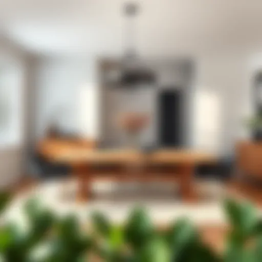 Modern Elegance: Large Pine Dining Table Elegant large pine dining table in a modern setting