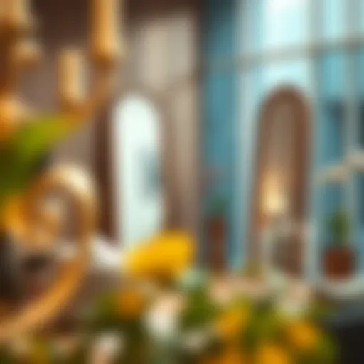 Elegant large wood standing mirror enhancing a modern living room.