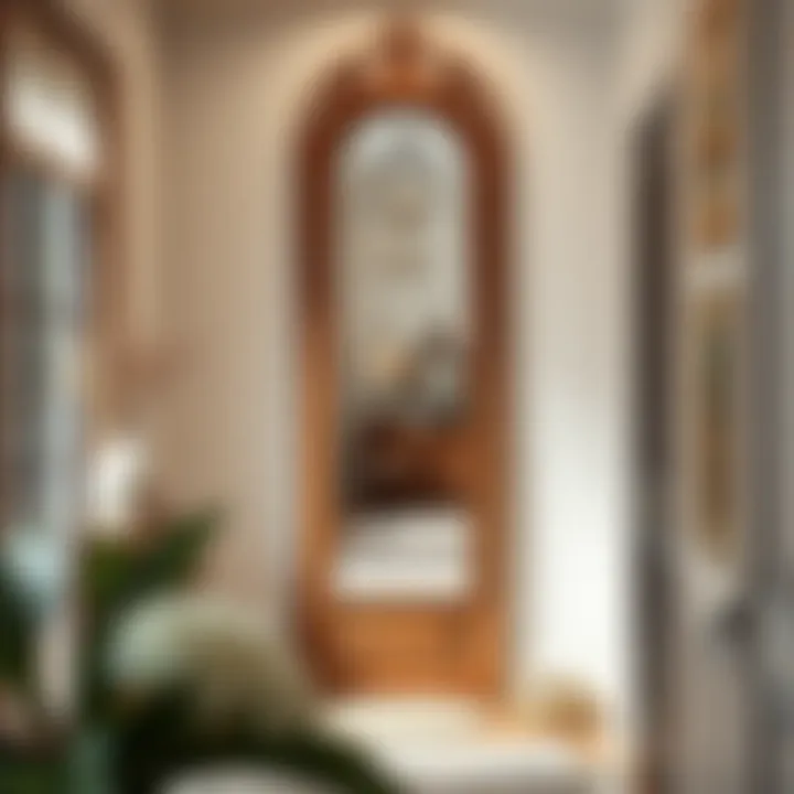 Timeless Vintage Aesthetics Vintage-inspired large wood standing mirror in a classic hallway.