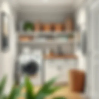 Functional laundry area featuring a well-organized work bench