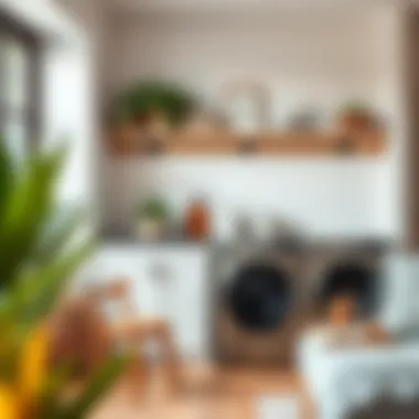 Stylish laundry work bench in a modern home setting