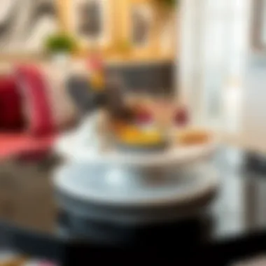 A stylish lazy Susan integrated into a chic home decor arrangement