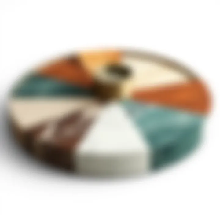 An artistic display of various materials used in different lazy Susan designs