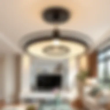 Elegant modern ceiling light fixture in a stylish living room