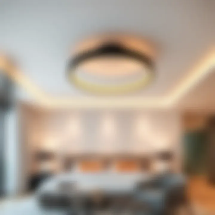 Sleek minimalist ceiling fixture accentuating a modern bedroom