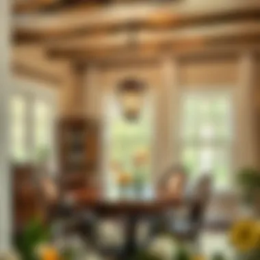 Charming vintage ceiling fixture enhancing a cozy dining area