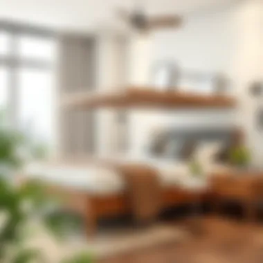 Elegant low loft full size bed showcasing space-saving design