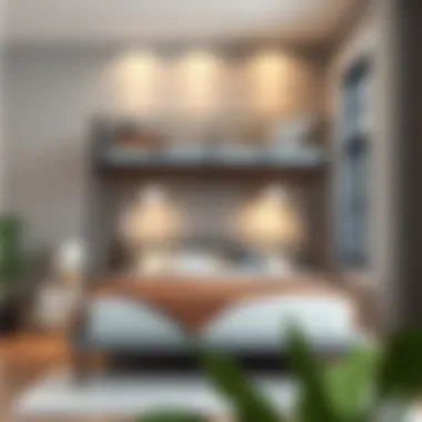 Stylish low loft full size bed in modern bedroom