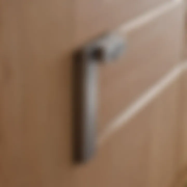 Close-up of materials used for low profile cabinet handles