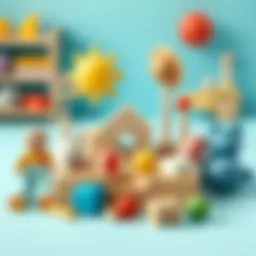 A vibrant assortment of Montessori-like toys designed for tactile exploration and learning.