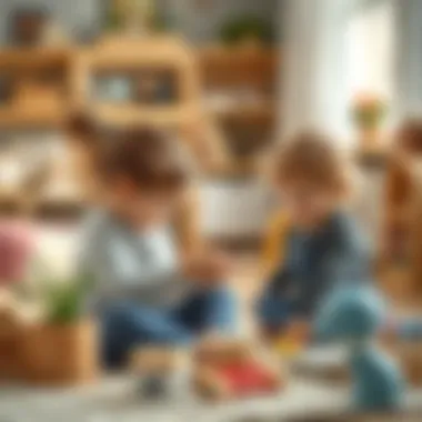 Independent Learning in Action Children engaged in independent play with Montessori-like educational resources.