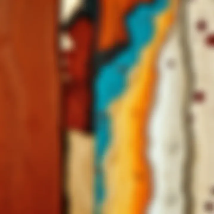 Close-up of an abstract narrow vertical piece highlighting intricate textures and colors