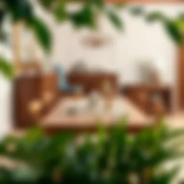 Aesthetic arrangement of oak dining set with decorative elements