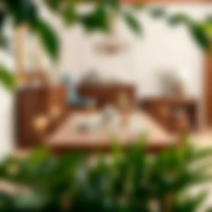 Aesthetic arrangement of oak dining set with decorative elements