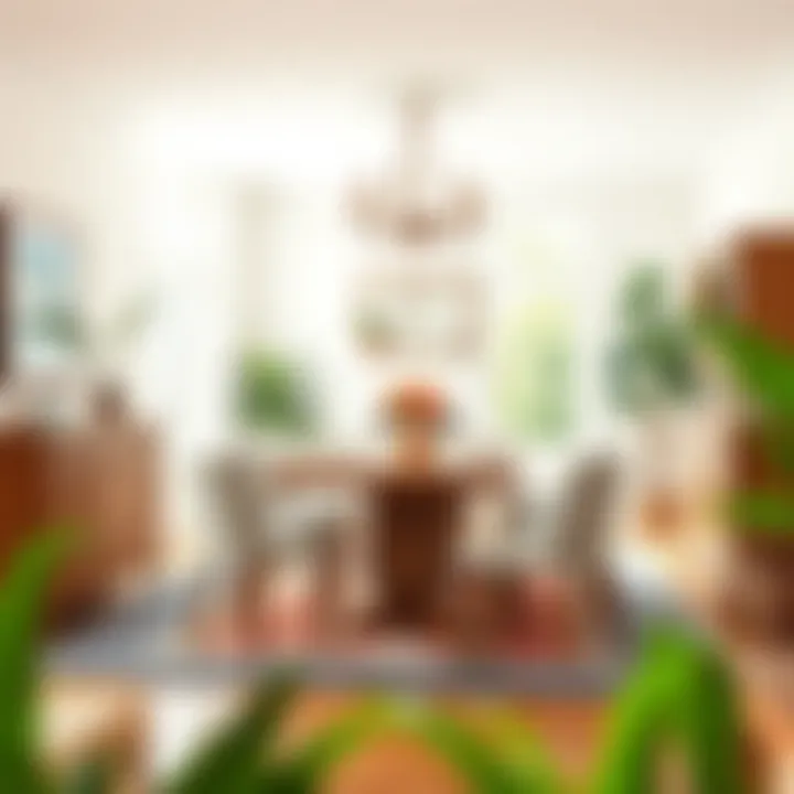 Stylish oak dining room set showcased in a bright interior