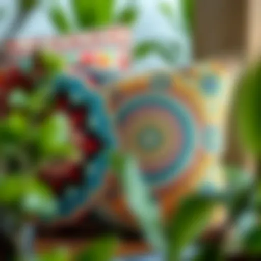 Vibrant outdoor cushion cover showcasing intricate patterns and textures