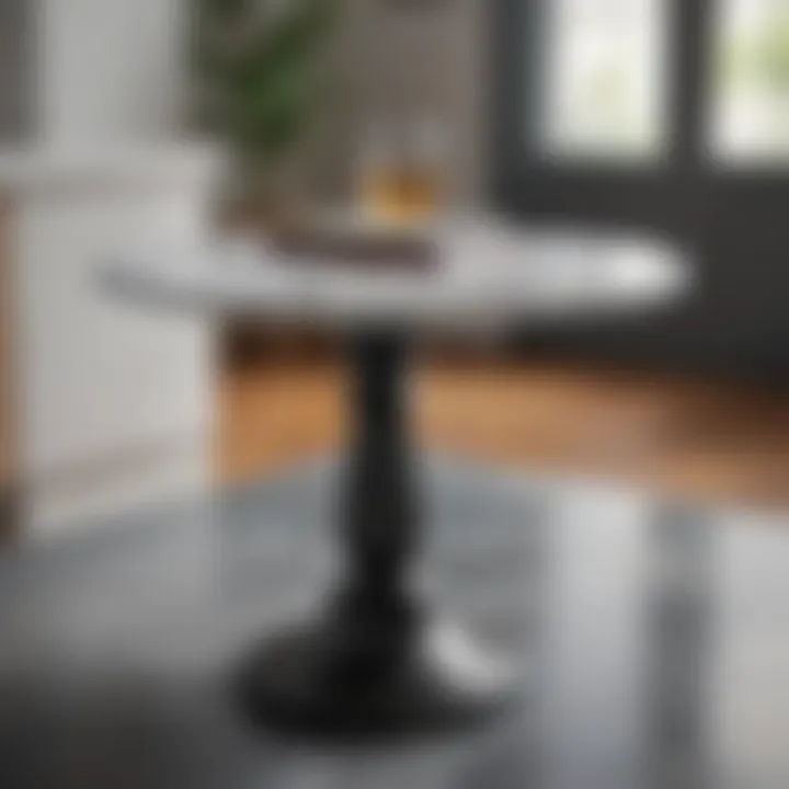 Stylish materials used in pedestal table bases for marble tops