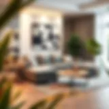 Elegant Living Room with Multifunctional Couch Stylish pull-out couch with storage in a modern living room