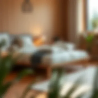 Functionality of a low bed frame in a cozy bedroom