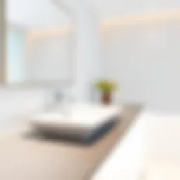 Elegant solid surface bathroom countertop with modern sink