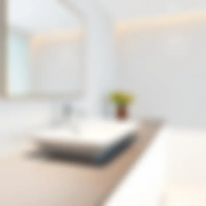 Elegant solid surface bathroom countertop with modern sink