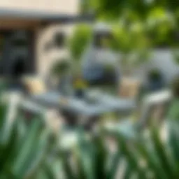 Stylish steel patio set in a modern outdoor setting