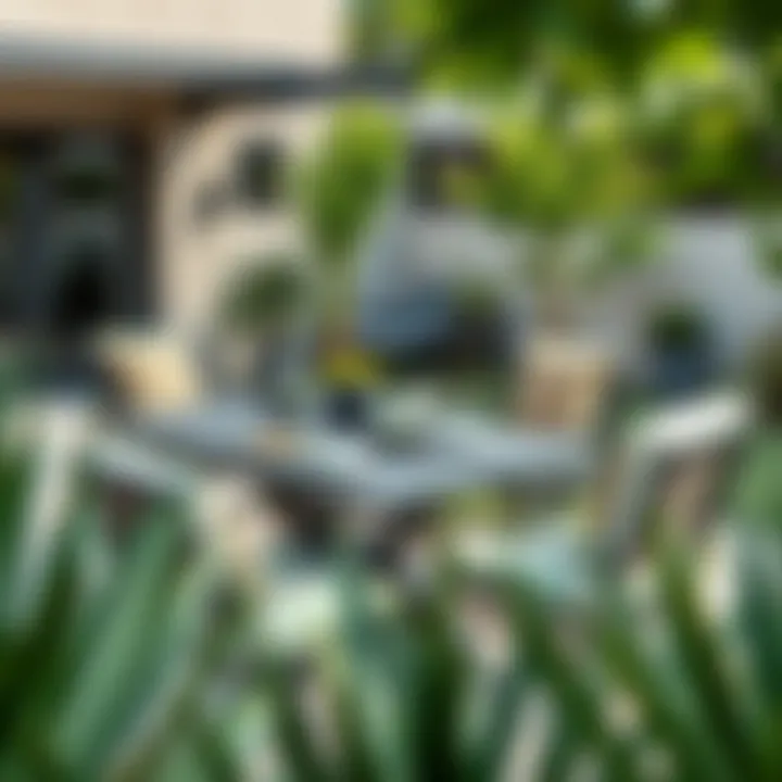 Stylish steel patio set in a modern outdoor setting