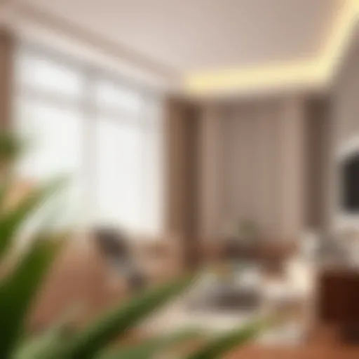 Modern Living Room with Stylish Drapery Elegant drapery in a modern living room