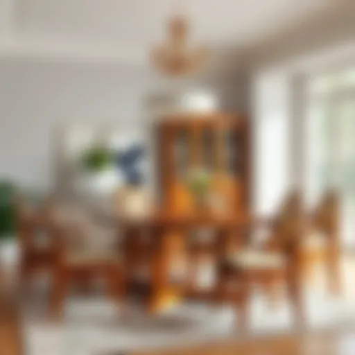 Elegant Wooden Dining Table A beautifully crafted wooden dining table with elegant detailing