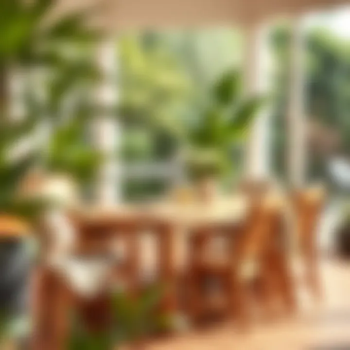 Cost-Effective Teak Dining Set in Setting Cost-effective teak dining set in a beautiful setting