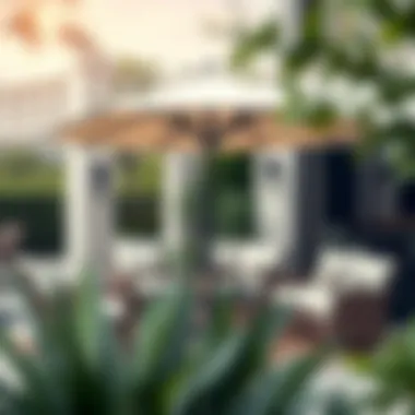 Elegant Patio Design with 8 ft Umbrella Elegant patio design featuring an 8 ft umbrella